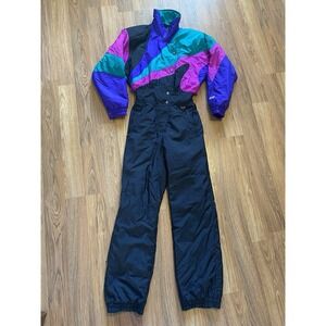 Vintage 80s 90s Fera Skiwear Women's One Piece Ski Suit Ladies Sz 8 Colorblock